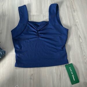 shein blue crop tank xs